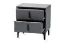 Jaspen Modern Slate Gray Velvet 2-Drawer Nightstand Baxton