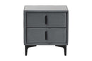 Jaspen Modern Slate Gray Velvet 2-Drawer Nightstand Baxton