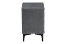 Jaspen Modern Slate Gray Velvet 2-Drawer Nightstand Baxton