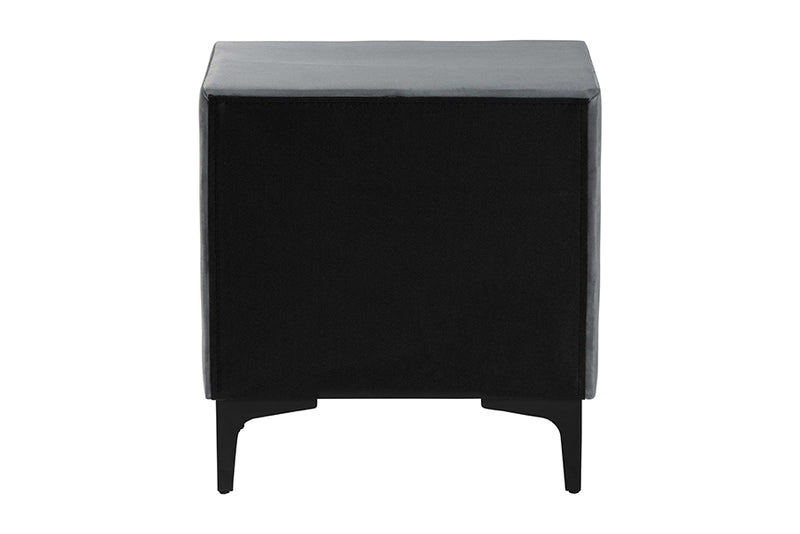 Jaspen Modern Slate Gray Velvet 2-Drawer Nightstand