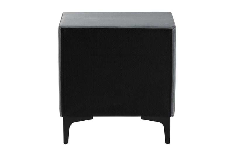 Jaspen Modern Slate Gray Velvet 2-Drawer Nightstand Baxton