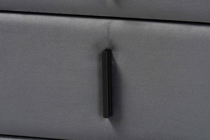 Jaspen Modern Slate Gray Velvet 2-Drawer Nightstand Baxton