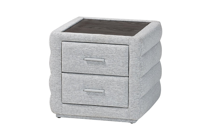Cadencia Modern Light Gray Channel-Tufted Fabric Queen 4Pc Bedroom Set Baxton
