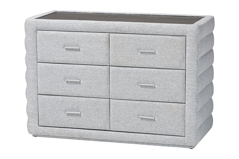 Cadencia Modern Light Gray Channel-Tufted Fabric Queen 4Pc Bedroom Set Baxton