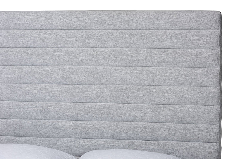 Cadencia Modern Light Gray Channel-Tufted Fabric King Size 4Pc Bedroom Set Baxton