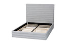 Cadencia Modern Light Gray Channel-Tufted Fabric Queen Platform Bed Baxton