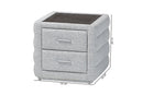 Cadencia Modern Light Gray Channel-Tufted Fabric 2-Drawer Nightstand Baxton