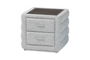 Cadencia Modern Light Gray Channel-Tufted Fabric 2-Drawer Nightstand Baxton