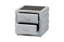Cadencia Modern Light Gray Channel-Tufted Fabric 2-Drawer Nightstand Baxton