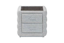 Cadencia Modern Light Gray Channel-Tufted Fabric 2-Drawer Nightstand Baxton