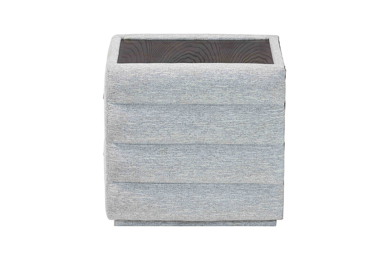 Cadencia Modern Light Gray Channel-Tufted Fabric 2-Drawer Nightstand