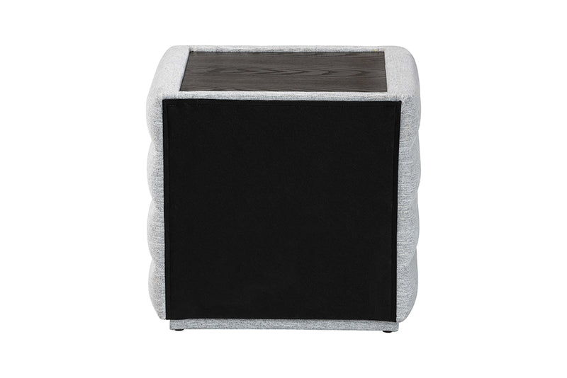 Cadencia Modern Light Gray Channel-Tufted Fabric 2-Drawer Nightstand