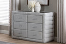 Cadencia Modern Light Gray Channel-Tufted Fabric 4-Drawer Dresser Baxton