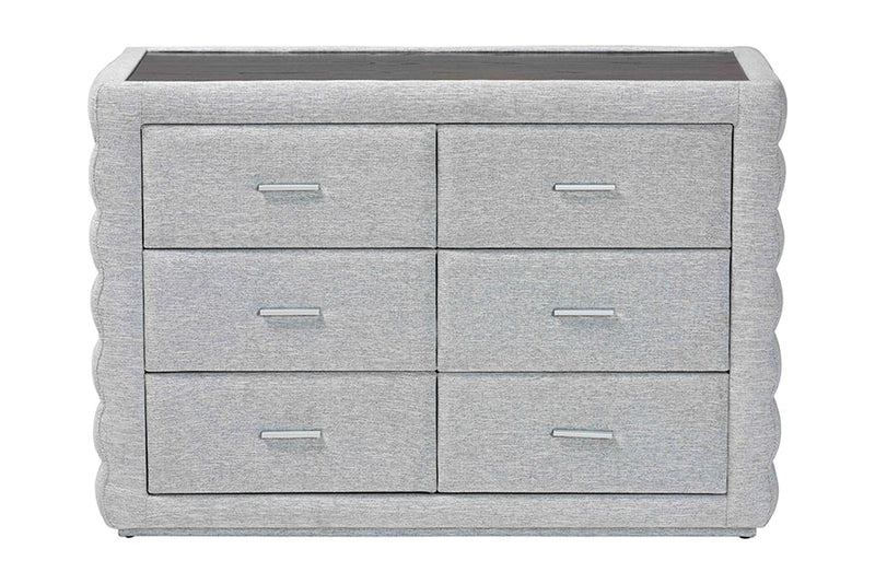 Cadencia Modern Light Gray Channel-Tufted Fabric 4-Drawer Dresser Baxton