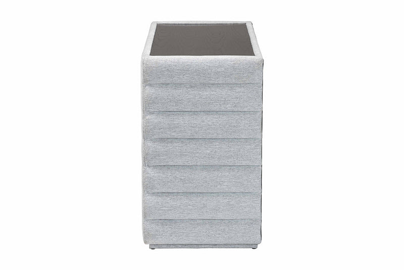 Cadencia Modern Light Gray Channel-Tufted Fabric 4-Drawer Dresser Baxton