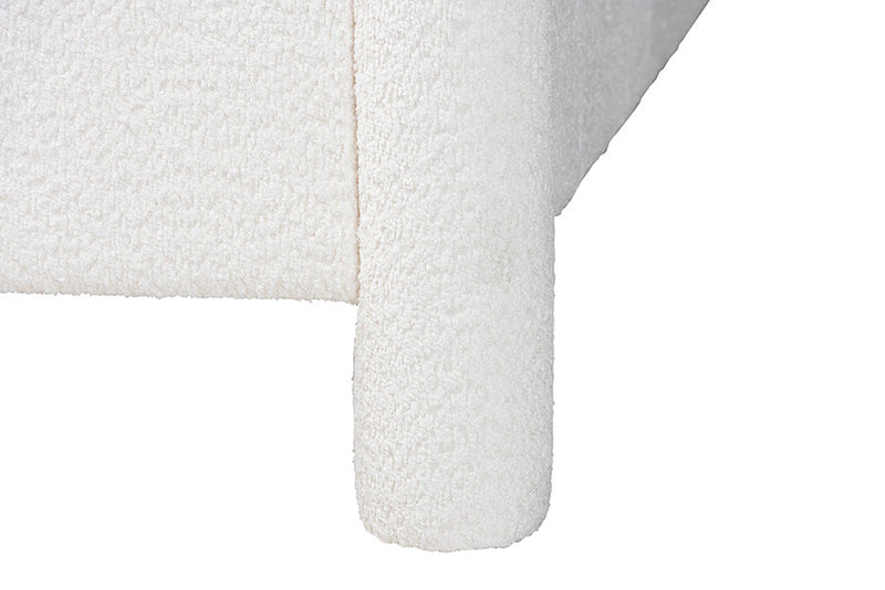 Lilly Modern White Teddy-Bear Fabric Queen Size 5-Piece Bedroom Set Baxton
