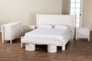 Lilly Modern White Teddy-Bear Fabric Queen Size 5-Piece Bedroom Set Baxton