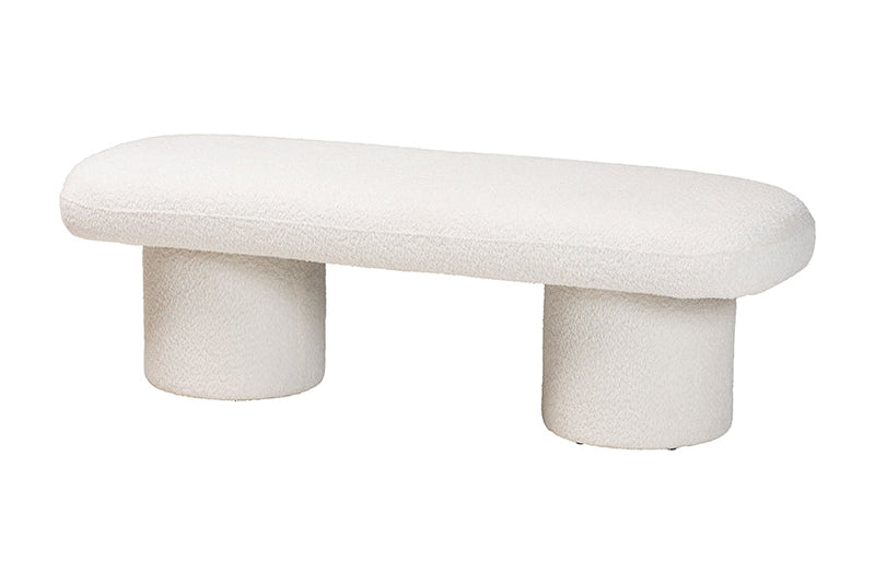 Lilly Modern White Teddy-Bear Fabric King Size 5-Piece Bedroom Set Baxton