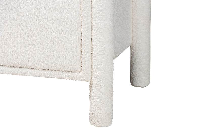 Lilly Modern White Teddy-Bear Fabric King Size 5-Piece Bedroom Set Baxton