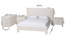 Lilly Modern White Teddy-Bear Fabric Queen Size 4Pc Bedroom Set Baxton