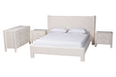 Lilly Modern White Teddy-Bear Fabric King Size 4Pc Bedroom Set Baxton