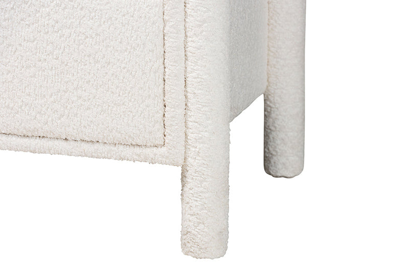 Lilly Modern White Teddy-Bear Fabric Queen Size 4Pc Bedroom Set Baxton