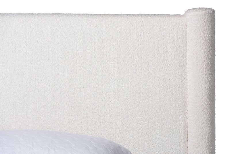 Lilly Modern White Teddy-Bear Fabric King Size 4Pc Bedroom Set Baxton