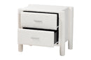 Lilly Modern White Teddy-Bear Fabric 2-Drawer Nightstand Baxton