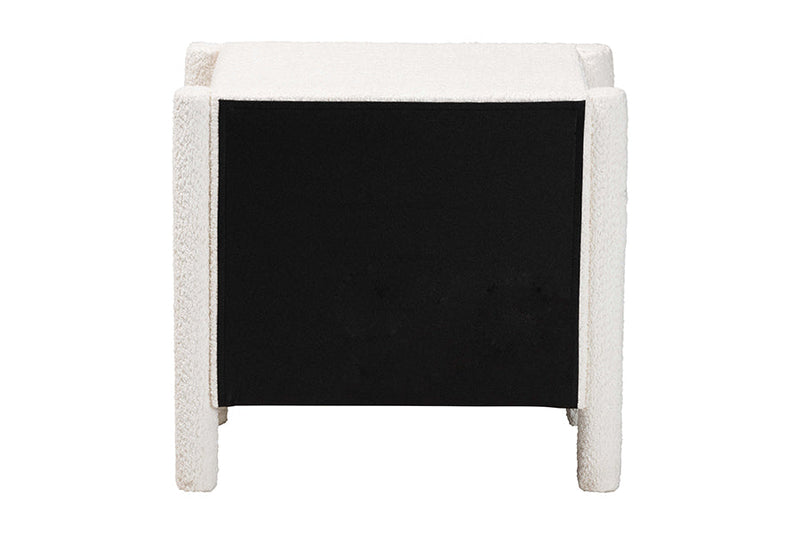 Lilly Modern White Teddy-Bear Fabric 2-Drawer Nightstand Baxton