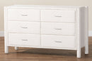 Lilly Modern White Teddy-Bear Fabric 6-Drawer Dresser Baxton
