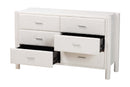 Lilly Modern White Teddy-Bear Fabric 6-Drawer Dresser Baxton