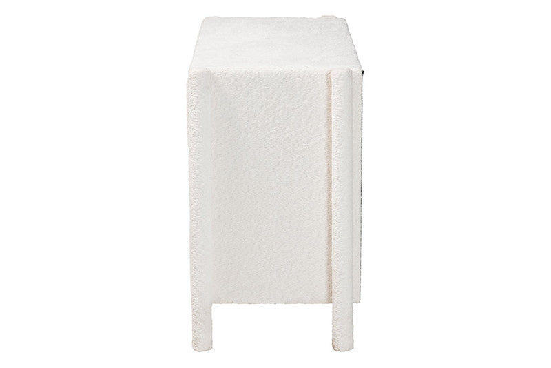 Lilly Modern White Teddy-Bear Fabric 6-Drawer Dresser Baxton