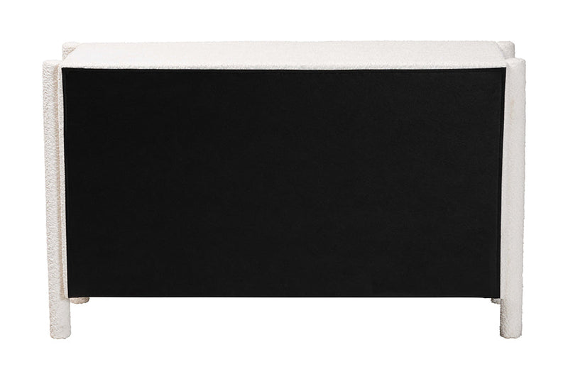 Lilly Modern White Teddy-Bear Fabric 6-Drawer Dresser Baxton