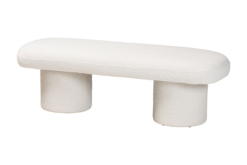 Lilly Modern White Teddy-Bear Fabric Accent Bench