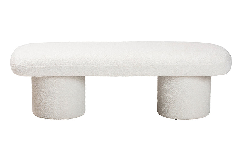 Lilly Modern White Teddy-Bear Fabric Accent Bench