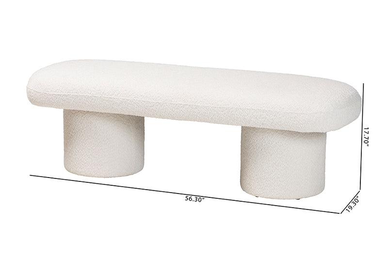 Lilly Modern White Teddy-Bear Fabric Accent Bench