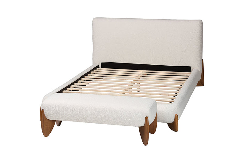 Clarisse Cream Boucle King 2Pc Bedroom Set Baxton