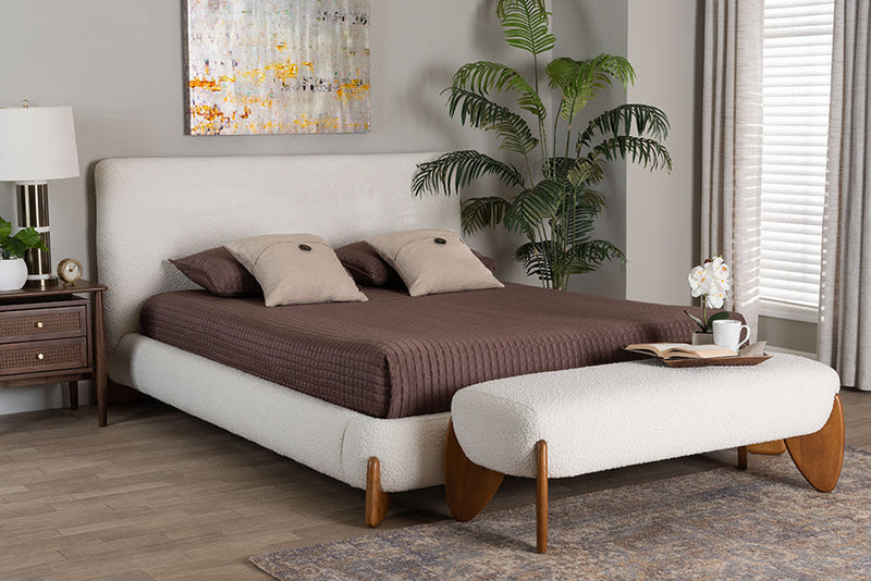 Clarisse Cream Boucle King 2Pc Bedroom Set Baxton