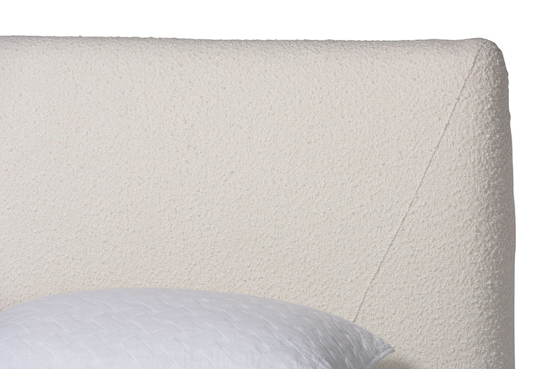 Clarisse Cream Boucle Queen Platform Bed Baxton