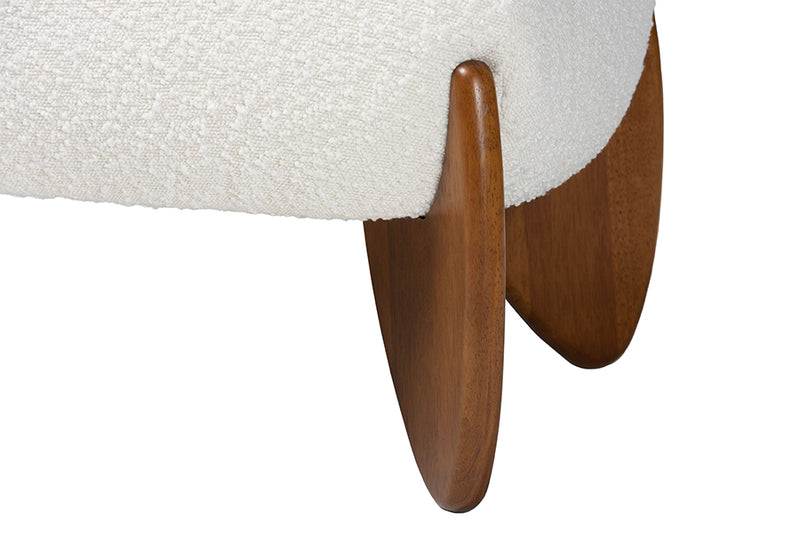 Clarisse Mid-Century Modern Cream Boucle Accent Bench