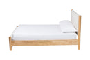 Fumito Modern Cream Boucle and Oak Brown Wood Queen Bed Baxton