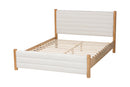 Fumito Modern Cream Boucle and Oak Brown Wood Queen Bed Baxton