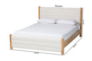Fumito Modern Cream Boucle and Oak Brown Wood Queen Bed Baxton
