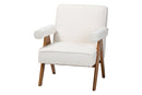 Hawthorn Japandi Cream Boucle and Walnut Brown Wood Accent Chair Baxton