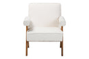 Hawthorn Japandi Cream Boucle and Walnut Brown Wood Accent Chair Baxton