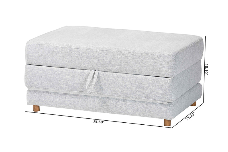 Lankston Modern Light Gray Fabric Convertible Sleeper Ottoman