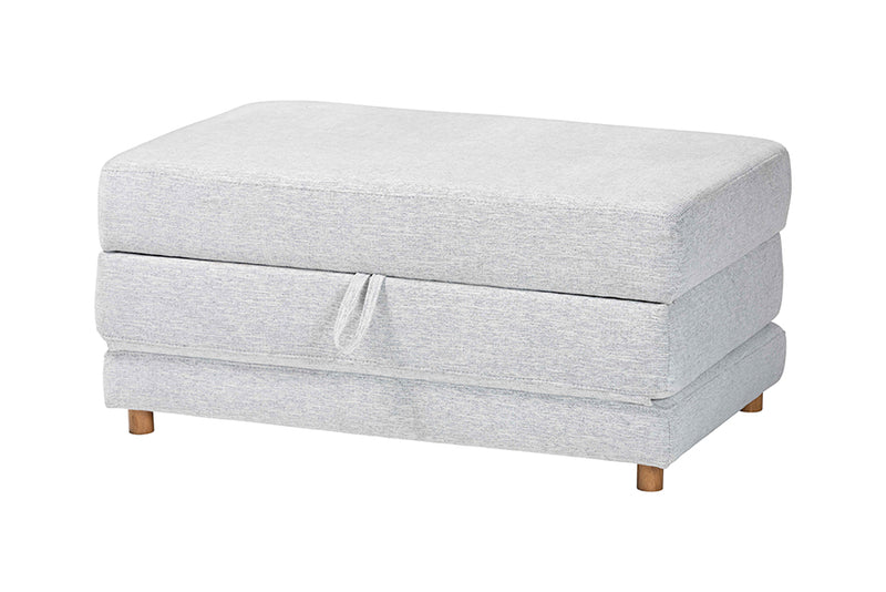 Lankston Modern Light Gray Fabric Convertible Sleeper Ottoman