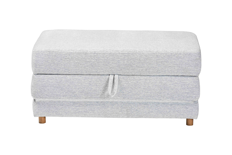 Lankston Modern Light Gray Fabric Convertible Sleeper Ottoman