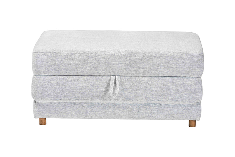 Lankston Modern Light Gray Fabric Convertible Sleeper Ottoman Baxton