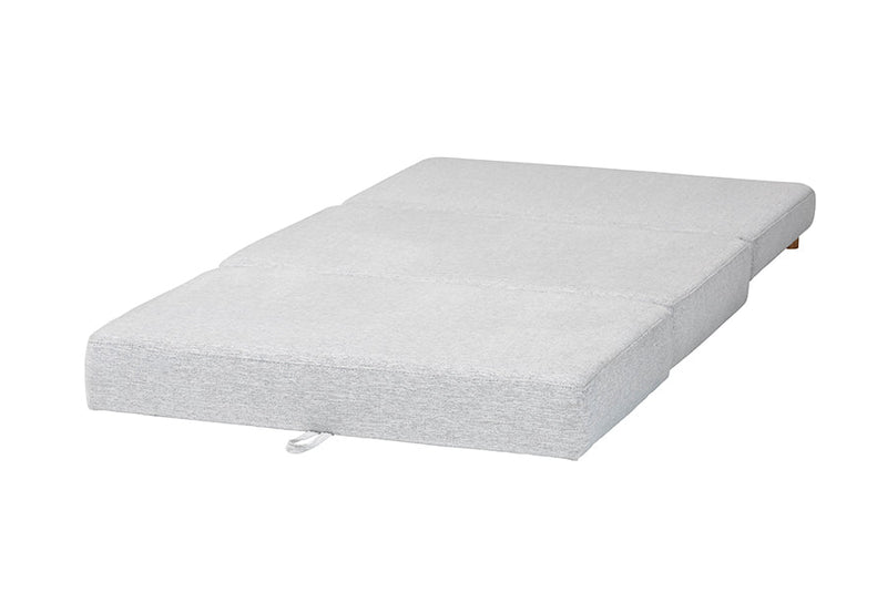 Lankston Modern Light Gray Fabric Convertible Sleeper Ottoman Baxton